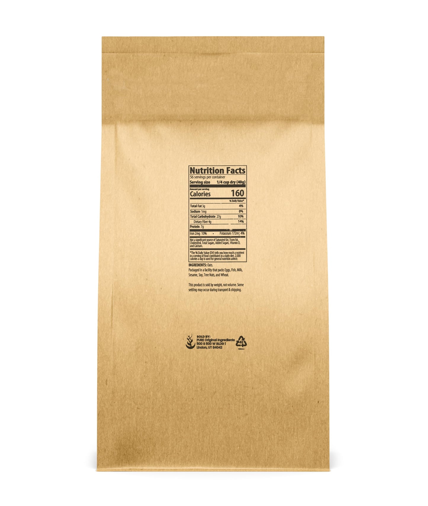 Pure Original Ingredients Steel Cut Oats (5 lb) Irish Oatmeal, Eco-Friendly Packaging