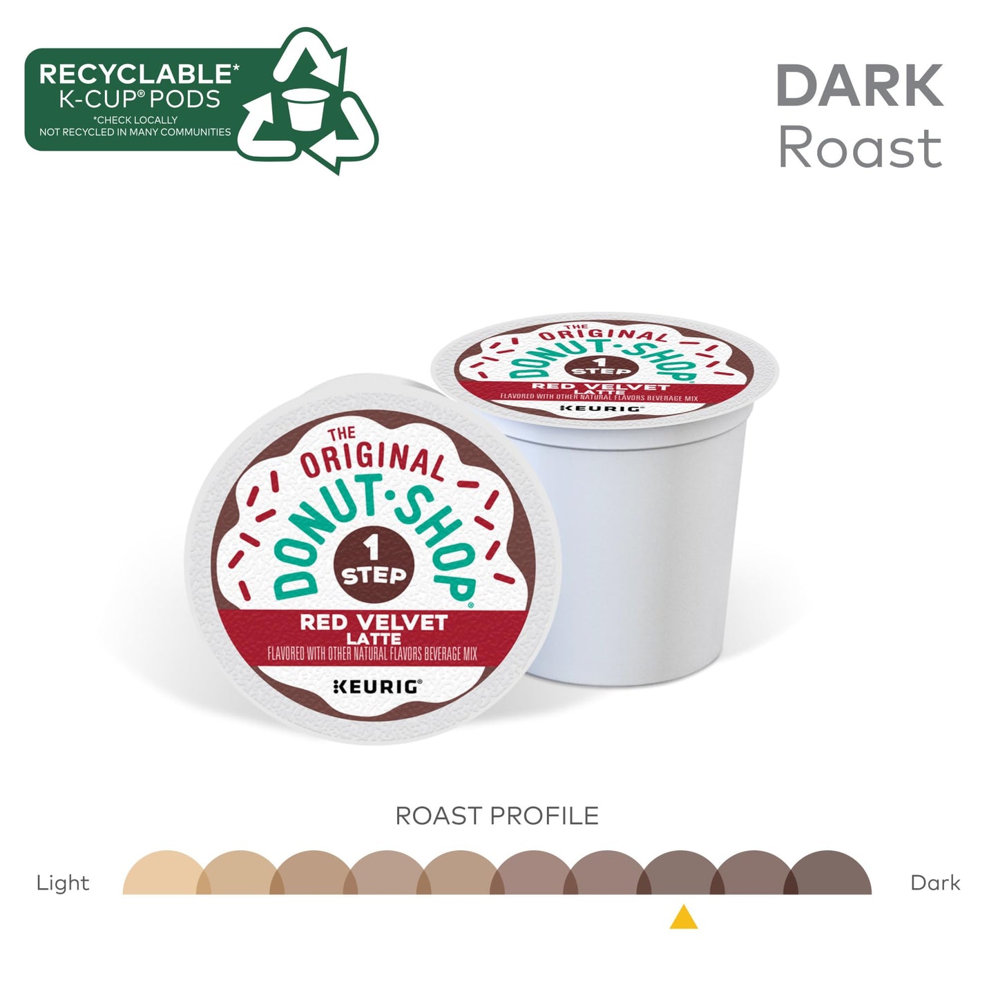 The Original Donut Shop Red Velvet Latte K-Cup Pods, 60 Count (6 Packs of 10) - Single Serve Coffee for Keurig