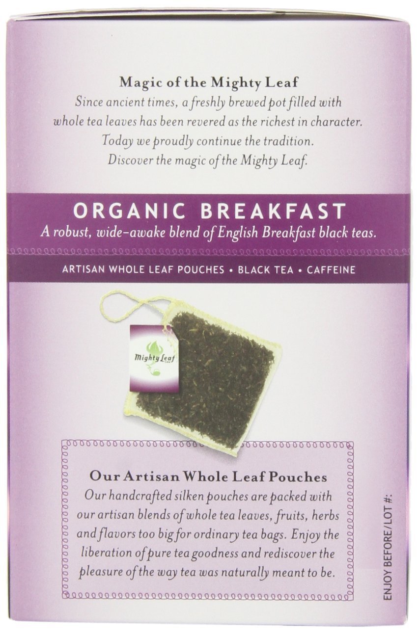 Mighty Leaf Black Tea, Organic Breakfast, 15 Pouches (Pack Of 3)