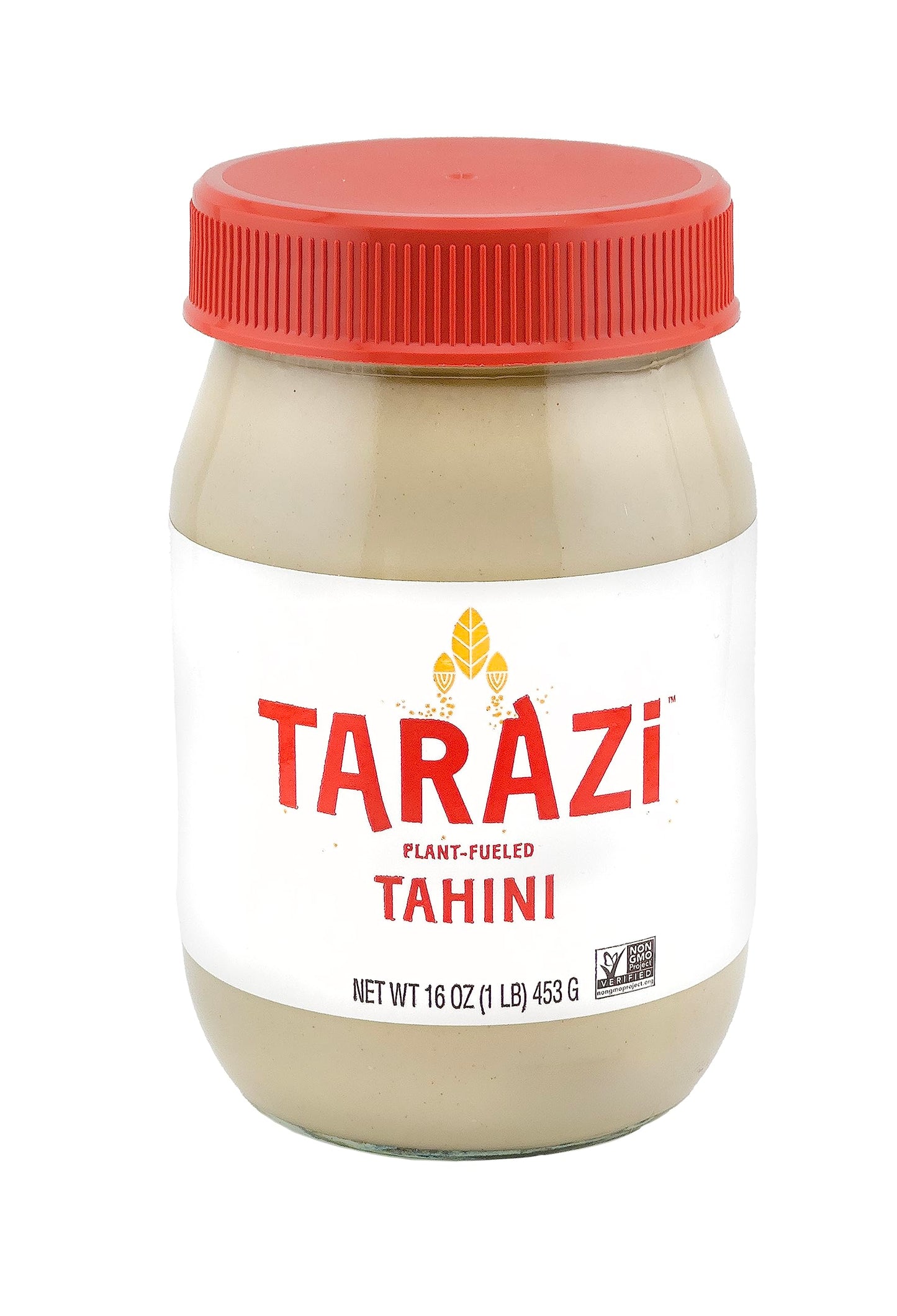 Tarazi Natural Tahini 1 Pound Glass Jar Non-Gmo Gluten-Free No-Preservatives Vegan Kosher Porduct Of California