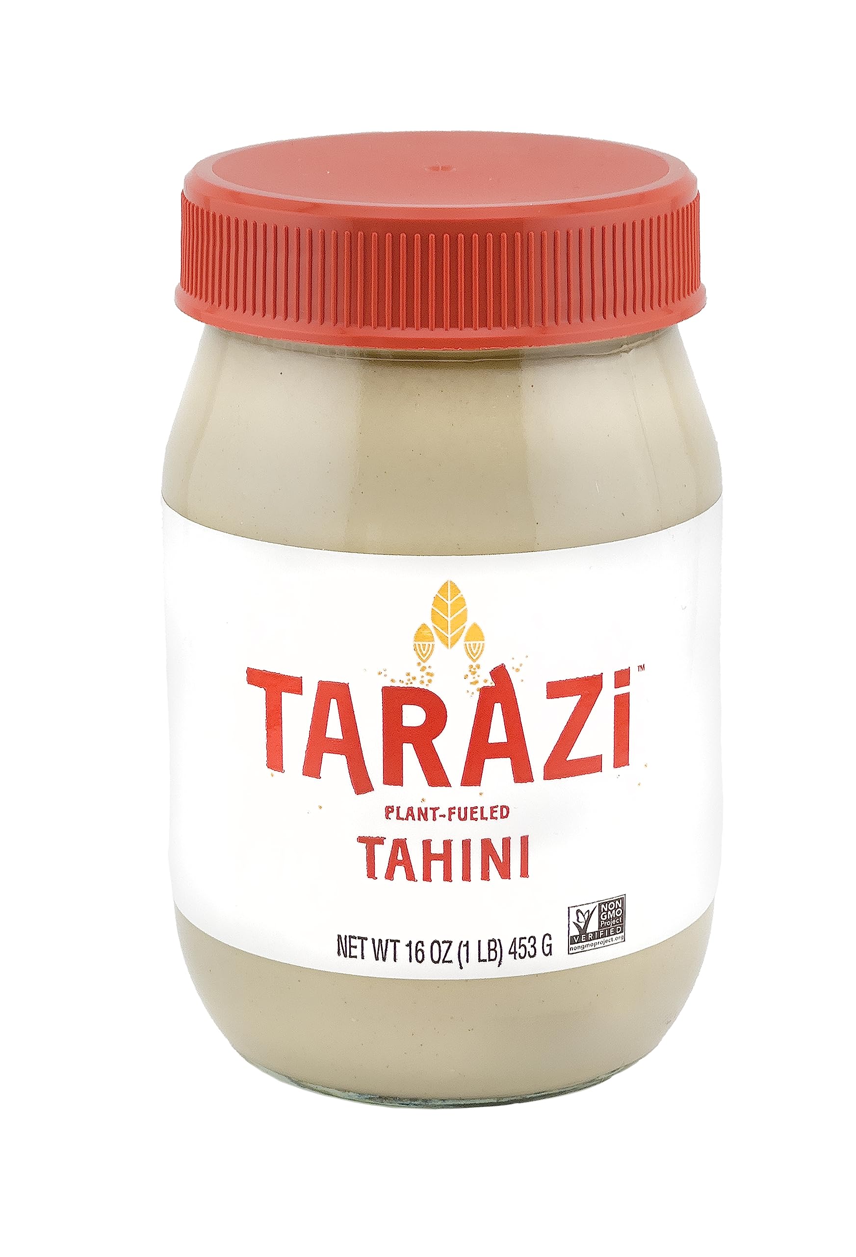 Tarazi Natural Tahini 1 Pound Glass Jar Non-Gmo Gluten-Free No-Preservatives Vegan Kosher Porduct Of California