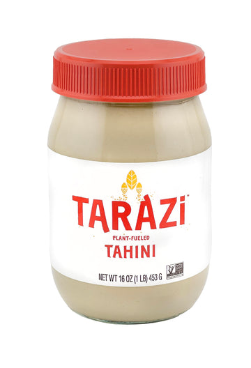 Tarazi Natural Tahini 1 Pound Glass Jar Non-Gmo Gluten-Free No-Preservatives Vegan Kosher Porduct Of California