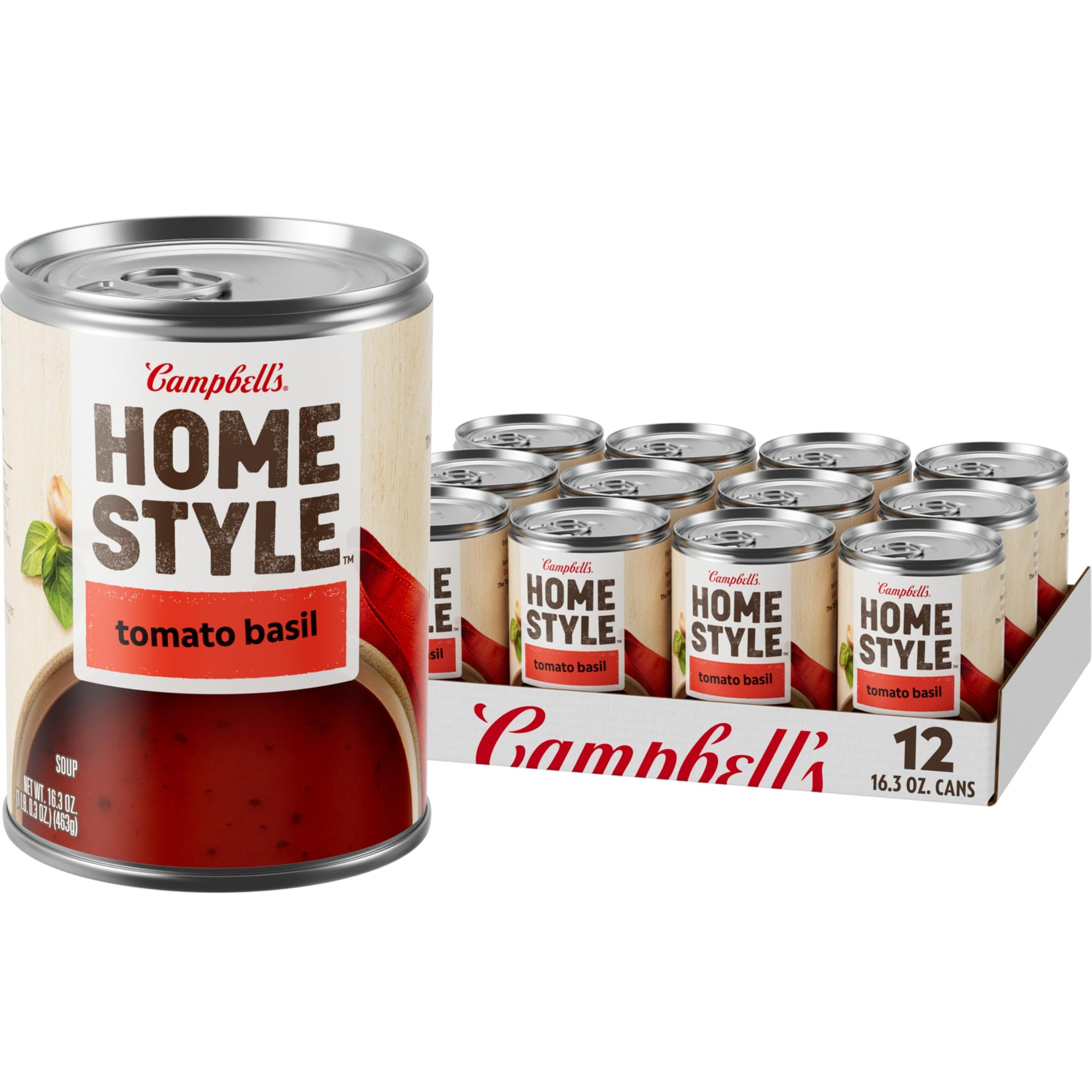 Campbells Homestyle Tomato Basil Soup, 16.3 oz Can (Pack of 12)