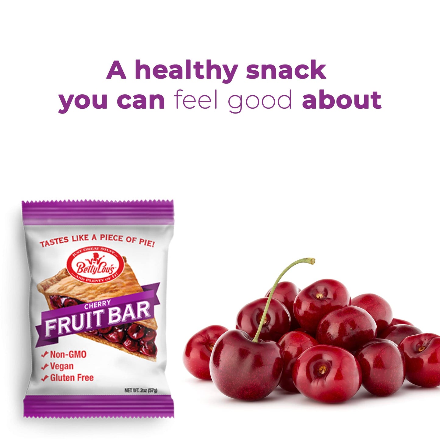 Betty Lous Fruit Bars, Cherry Pack of 12, Gluten Free, Vegan, Non GMO, Deliciously Healthy Snacks Made with All Natural Fruit J