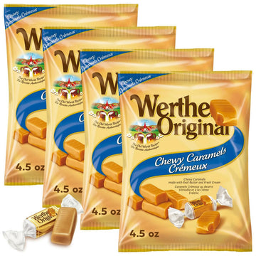Chewy Original Candy  4 Pack Each 4.5oz of WerthrsCaramel Candy Individually Wrapped  Sweet Soft Caramels Thats Perfect for Family Gatherings and Everyday   Creamy Carmels Candies Soft Enough for All Ages