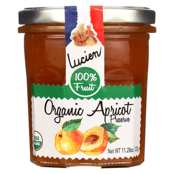 LUCIEN GEORGELIN, Frt Spread, Og1, Apricot, Pack of 6, Size 11.28 OZ, (Gluten Free Low Sodium Vegan Wheat Free Yeast Free 95%+ O