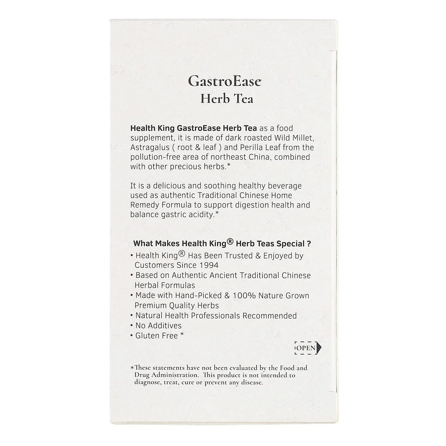 Health King Gastroease Herb Tea, Teabags, 20 Count Box