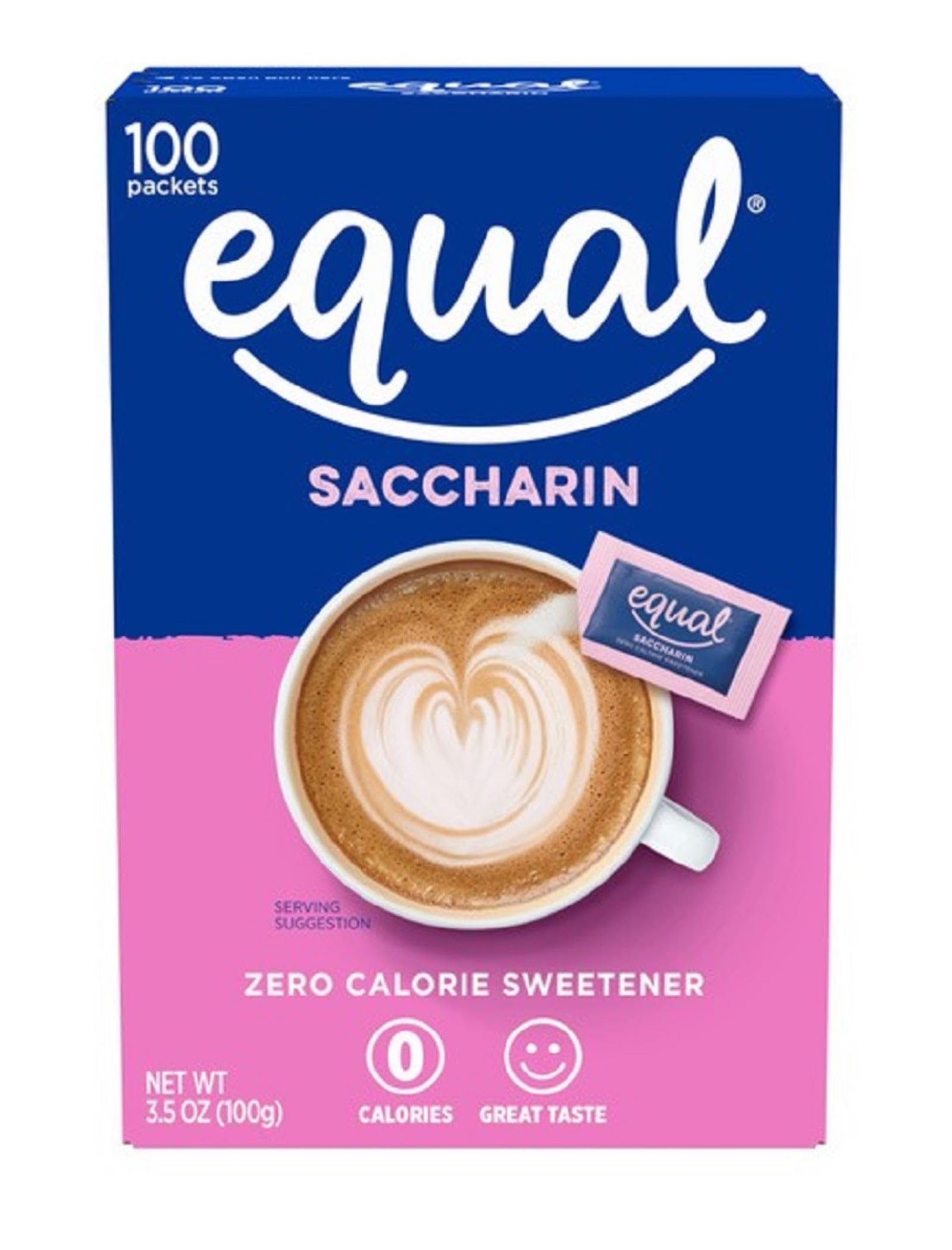 Equal Pink Zero Calorie Sweetener, 100 Pack, Sugar Substitute, 3.5 Ounce