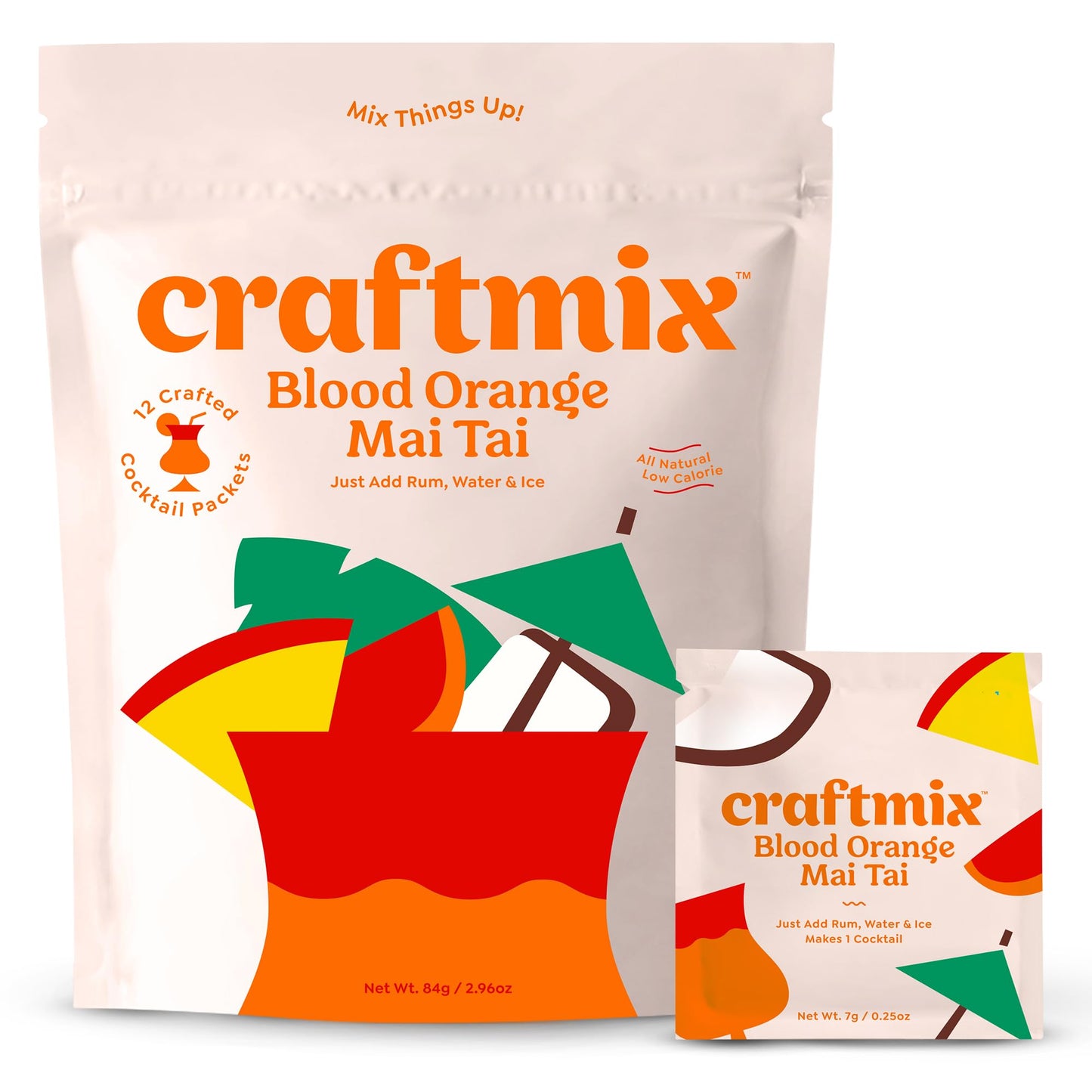CRAFTMIX Cocktail Mixers Blood Orange Mai Tai Flavor, 12 Pack, Low Sugar, Keto, Alcohol Free, 2.96 Ounce Each