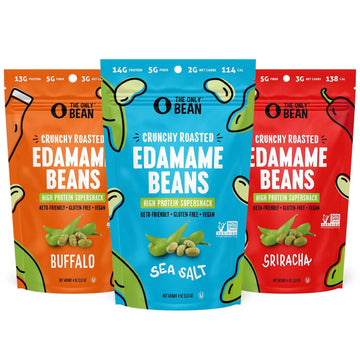 The Only Bean Crunchy Dry Roasted Edamame Beans (Variety Pack), Low Carb Keto Healthy Snacks For Adults And Kids, Low Calorie Sn