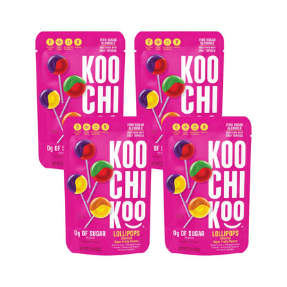 Koochikoo Organic & Sugar Free Lollipops Pouch, Assorted Fruit Flavors, No Sugar Added, Gluten Free & Vegan, 10 CT Lollipops/Pou