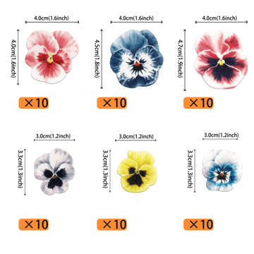 60 Pcs Edible Flowers Cupcake Toppers Pansies Spring Edible Flowers Cake Decorations Bridal Shower Wafer Paper Flowers Cupcake P