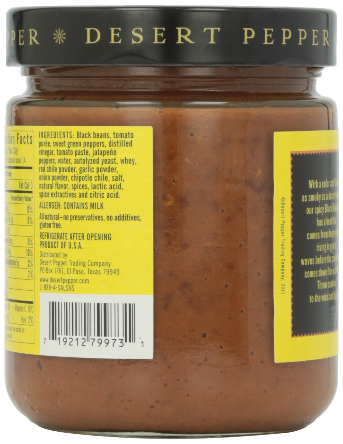 Desert Pepper Spicy Black Bean Dip with Black Beans, Jalapeno Peppers and Fresh Vegetables, Gluten-Free, Low Carb Snack 16 oz, 6