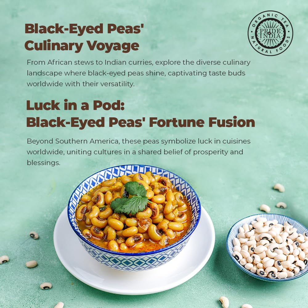Pride Of India - Indian Whole Black Eyed Peas - Protein & Fiber Rich Lobiya, 3.0 Pound Jar