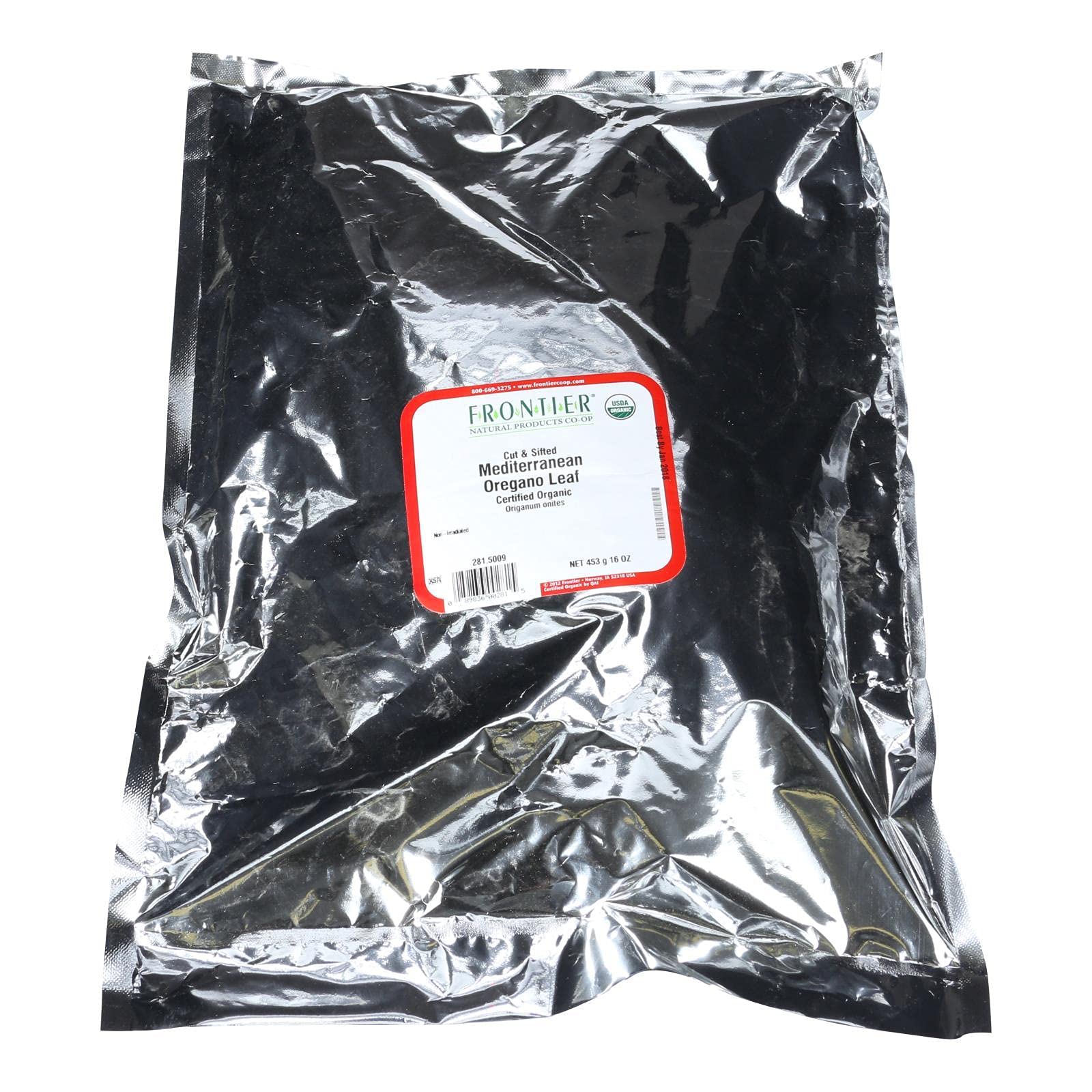 Frontier Mediterranean Oregano Leaf Cs Certified Organic 16 Ounce Bag (