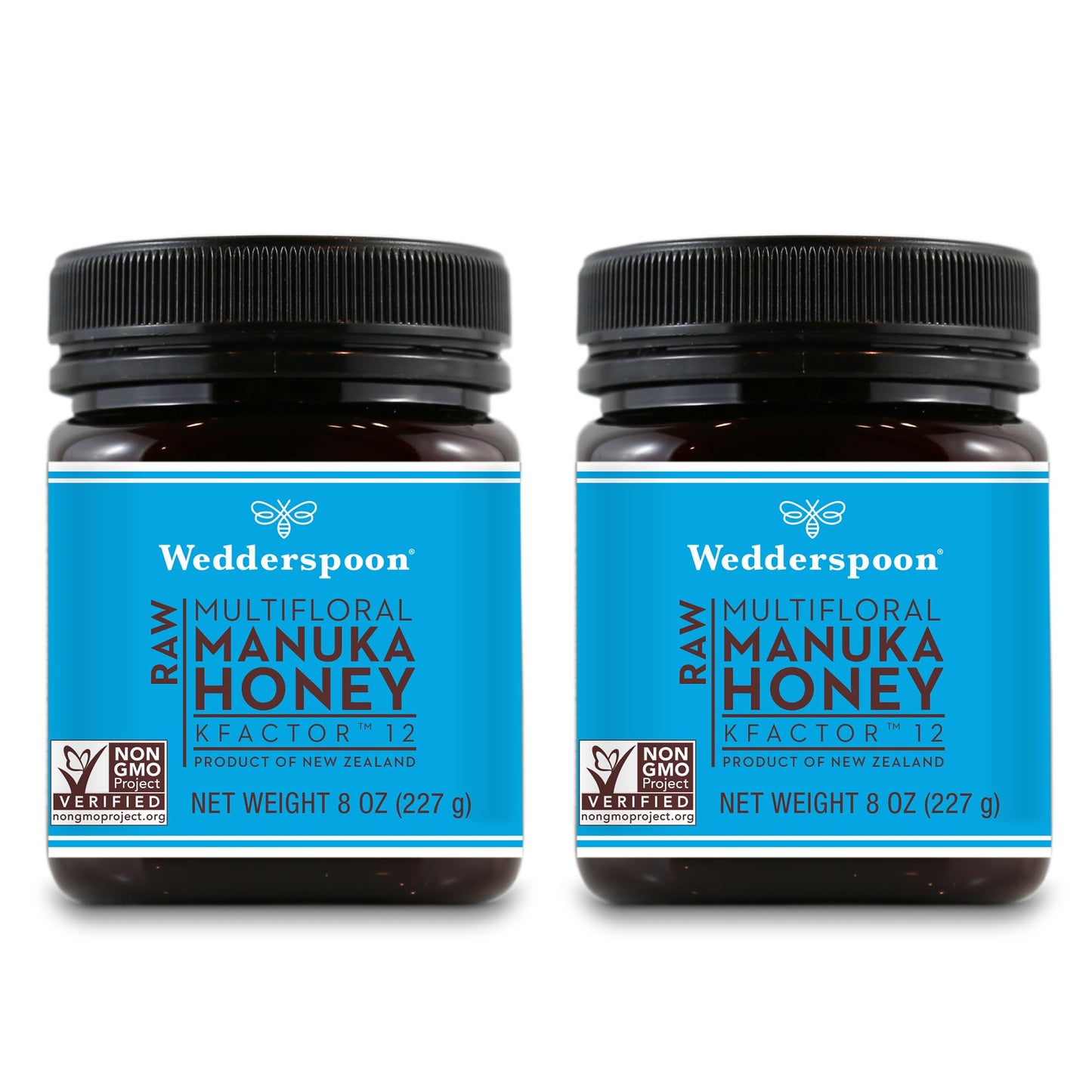 Wedderspoon Raw Premium Manuka Honey, Kfactor 12, 8.0 Oz (Pack Of 2), Unpasteurized, Genuine New Zealand Honey, Non-Gmo Superfoo