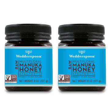 Wedderspoon Raw Premium Manuka Honey, Kfactor 12, 8.0 Oz (Pack Of 2), Unpasteurized, Genuine New Zealand Honey, Non-Gmo Superfoo
