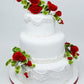 Global Sugar Art Tea Rose Sugar Cake Flowers, Red With Green Calyx, Medium, Wired 1.75 Inch, 12 Count By Chef Alan Tetreault