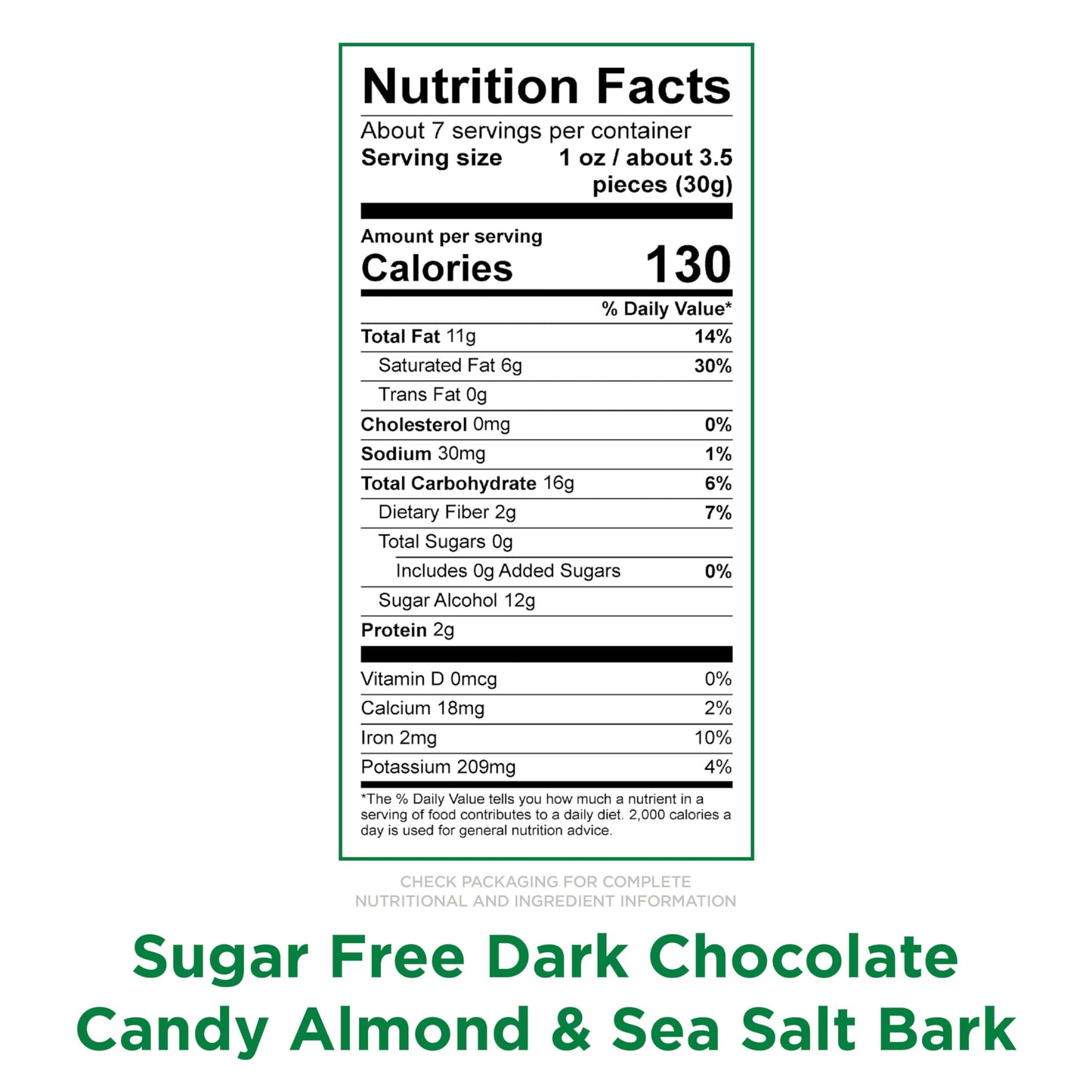 RUSSELL STOVER Sugarfree Dark Chocolate Almond & Sea Salt Bark, 7.5 oz bag, 5 Pack