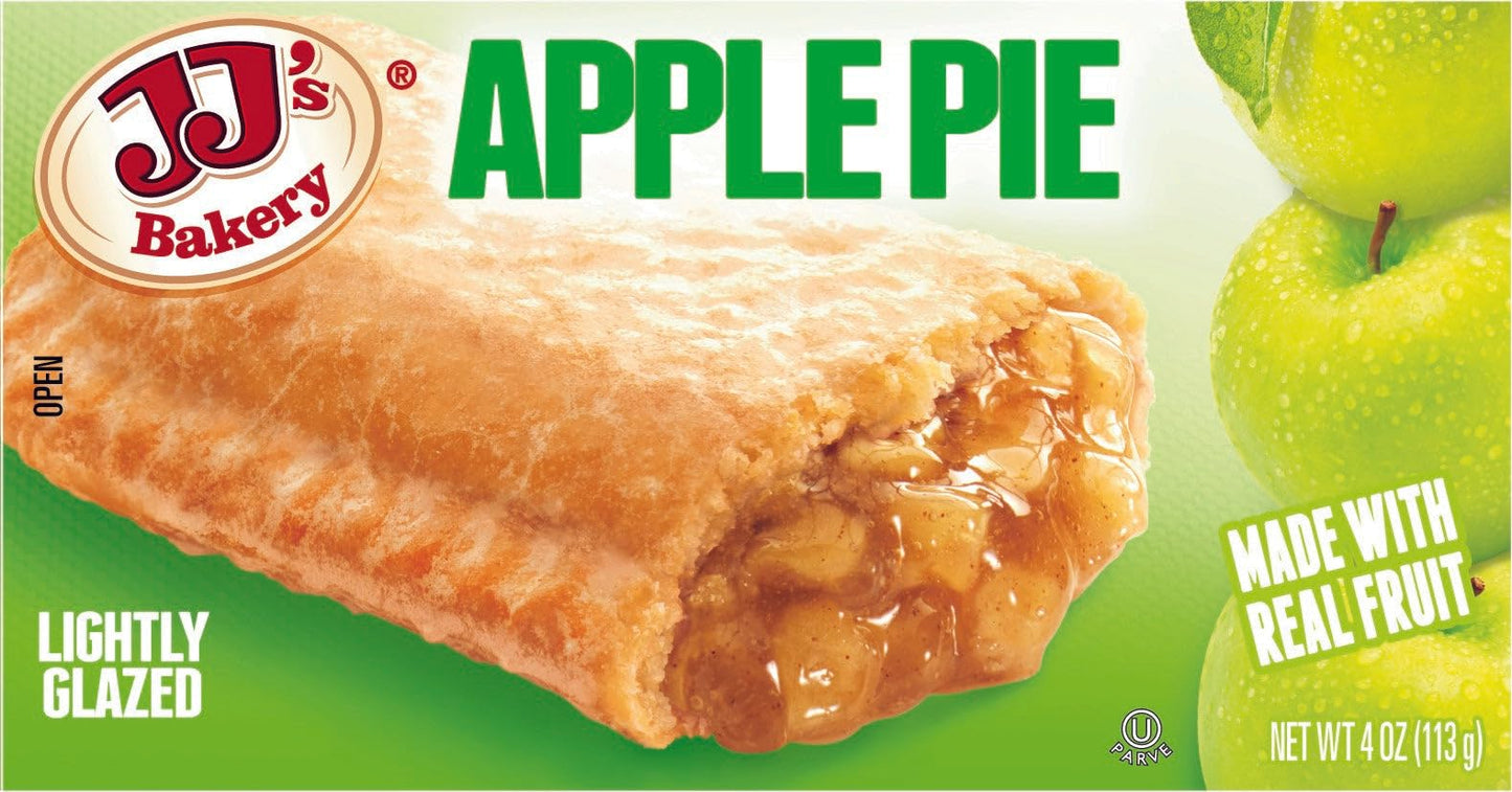 JJs Bakery Apple Snack Pies, Fresh-Baked Dessert, Nut-Free, Kosher Parve, 4 Oz Each, Pack of 6