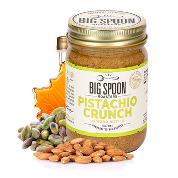Big Spoon Roasters Almond & Pistachio Butter w/Raw Honey & Sea Salt - Keto Friendly, Low Sugar Almond Butter - Crunchy Pistachio