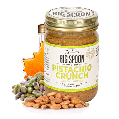 Big Spoon Roasters Almond & Pistachio Butter w/Raw Honey & Sea Salt - Keto Friendly, Low Sugar Almond Butter - Crunchy Pistachio