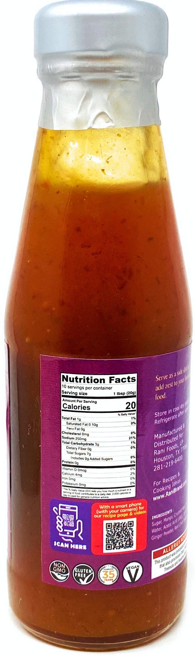Rani Chilli Mango Sauce (Sweet & Spicy Dipping Sauce) 7Oz (200G) Glass Jar, Ready To Eat, Vegan ~ Gluten Free | Non-Gmo | Indian