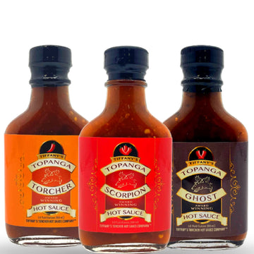 Tiffanys Torcher Hot Sauce Gift Set - Award Winning Assorted Variety Pack - 3 Bottles, 3.8 Fl Oz Each