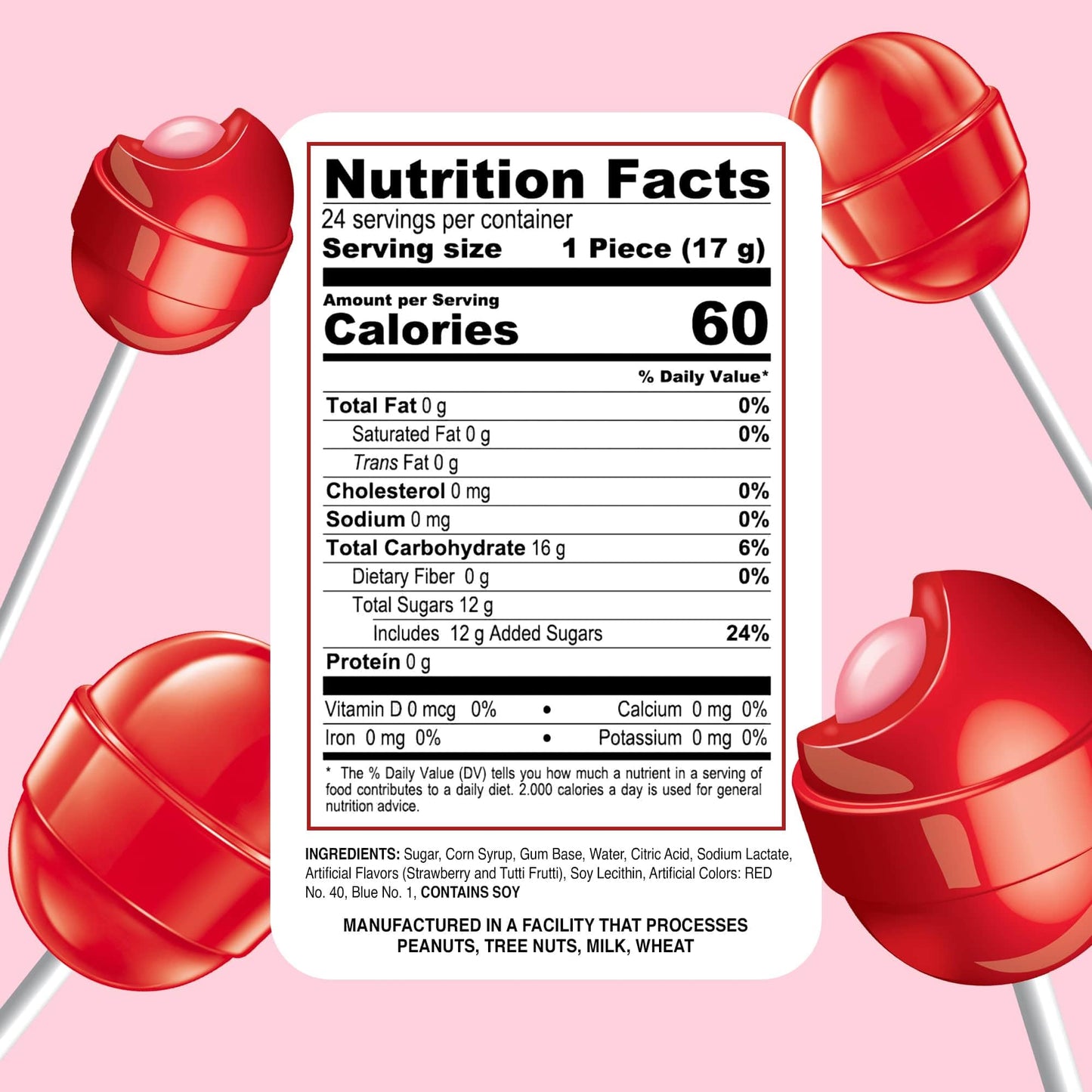 Colombina Bon Bon Bum Lollipops W/Bubble Gum Center, Strawberry Flavor, Individually Wrapped, Ideal For Party Favors And Gifts,