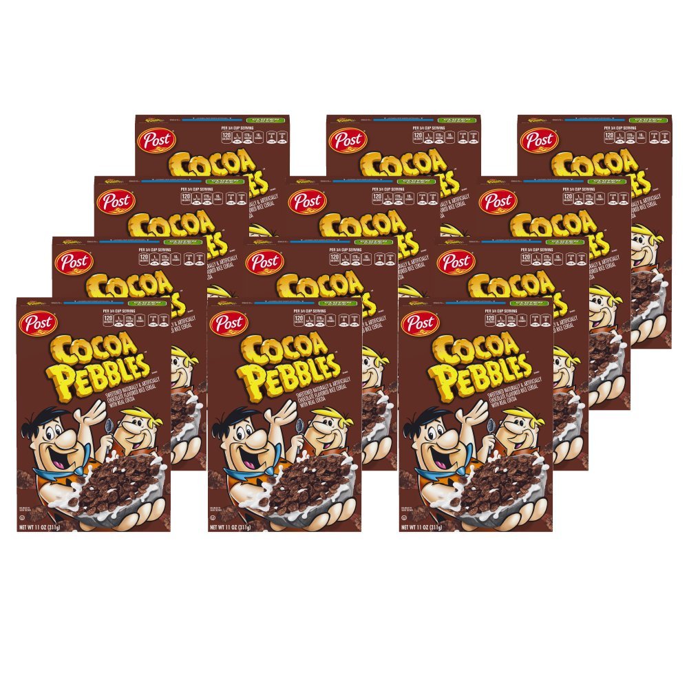 Post Cocoa Pebbles Cereal, Gluten Free, Cocoa Flavored Crispy Rice Cereal 11 Ounce (Pack Of 12)