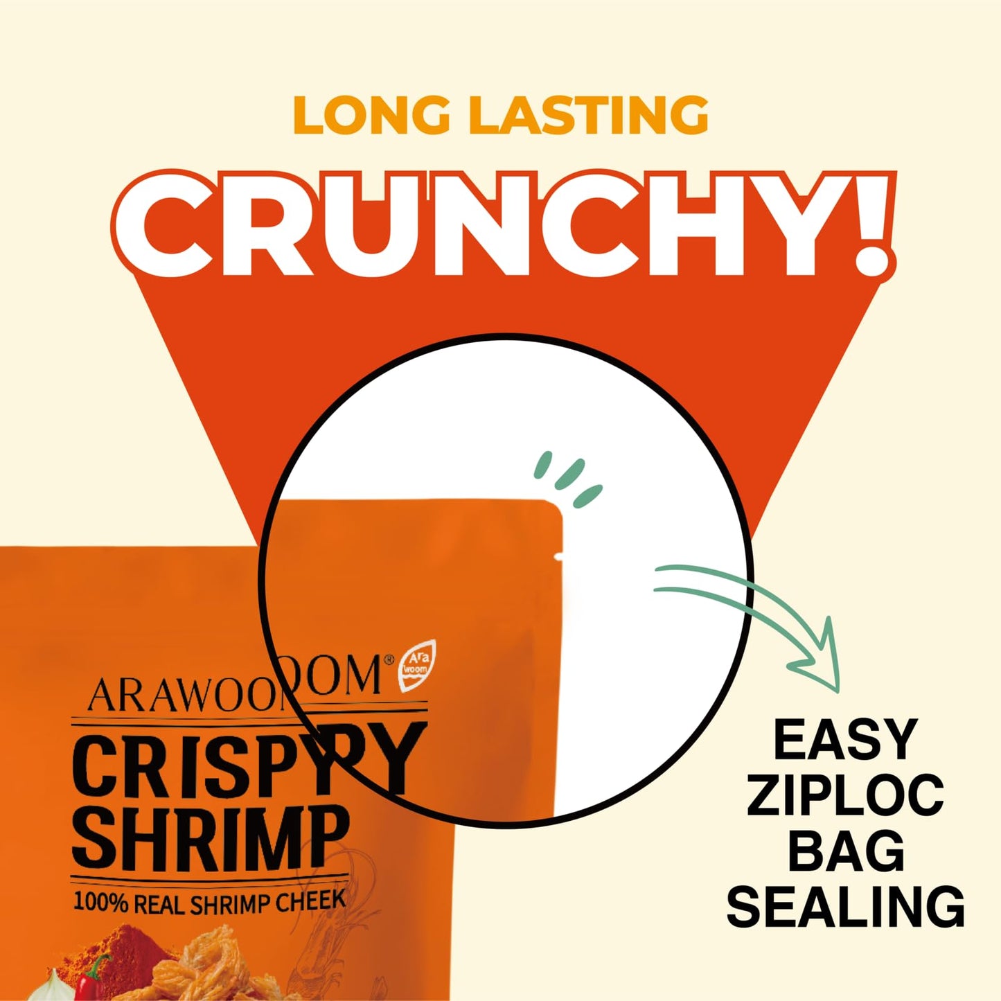 Arawoom - Real Crispy Shrimp Cheek Snack - 100% Real Black Tiger Shrimp - 16 Ounce (Pack Of 1) - Cajun Flavor - Crunchy Treat Fo