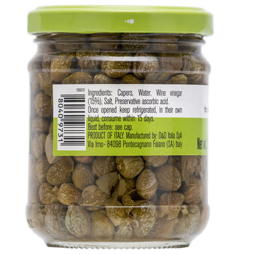 Capers, #9, Premium Quality Italian Capers In Brine, Jar, 7.1 Oz (200G), Product Of Italy, Fratelli D'Amico