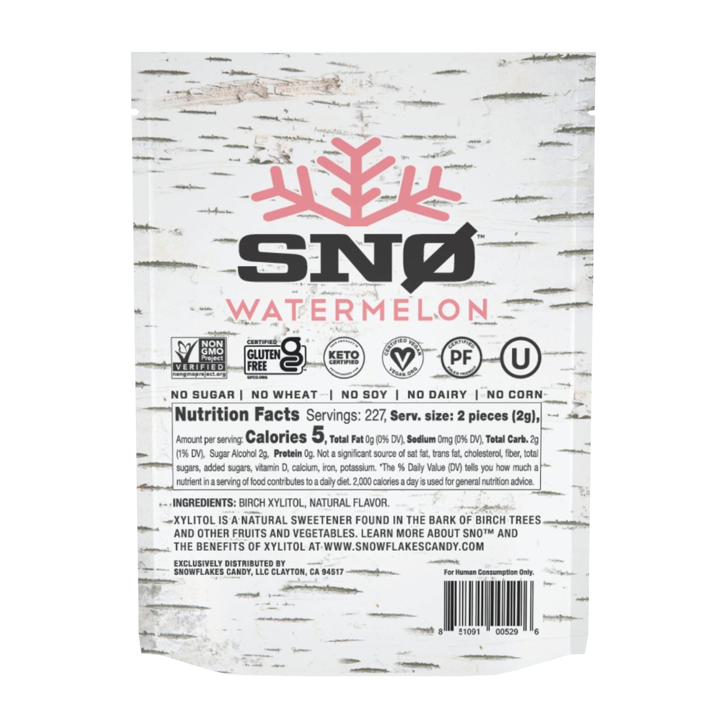 Watermelon Keto Xylitol Candy Chips - Sn 1Lb Bag - Sugar-Free Candy With Only 2 Ingredients | Low Carbs, Diabetic-Friendly, Non-