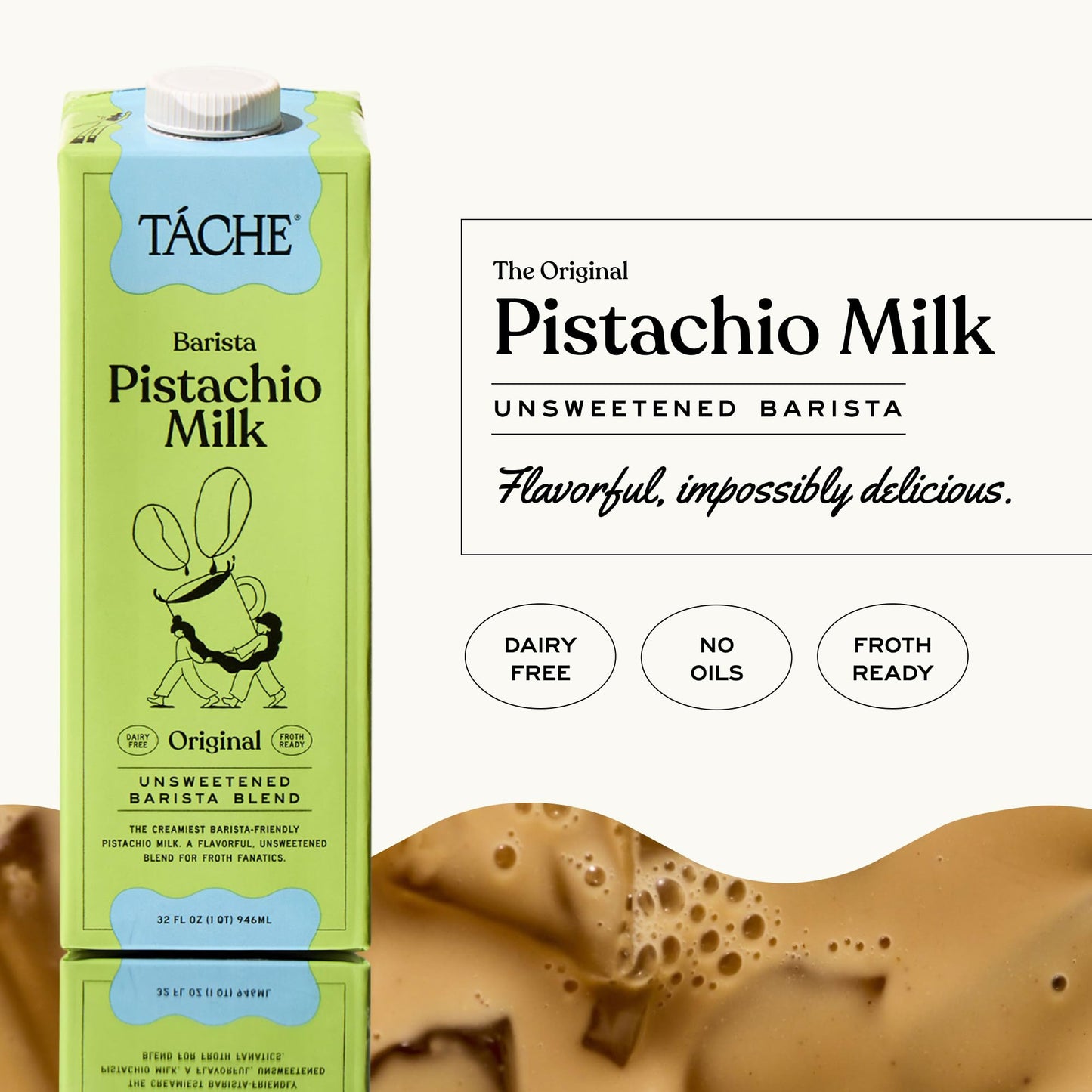T  che Unsweetened Pistachio Milk - Plant Based Nut Milk & Pistachio Creamer - Rich, Smooth, Barista Blend, Non Dairy Creamer, G