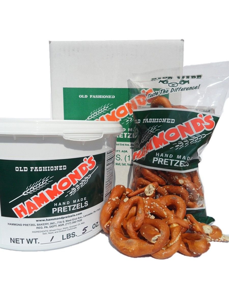 Hammonds Hand-Made Hard Pretzels, Old-Fashioned Sourdough Pretzels, 21 Ounce Bucket
