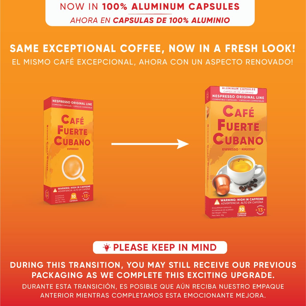 Café Fuerte Cubano Espresso compact pieces, Dark Roast, Intensity 13, Compatible with Nespresso Original Machines, 40 Count