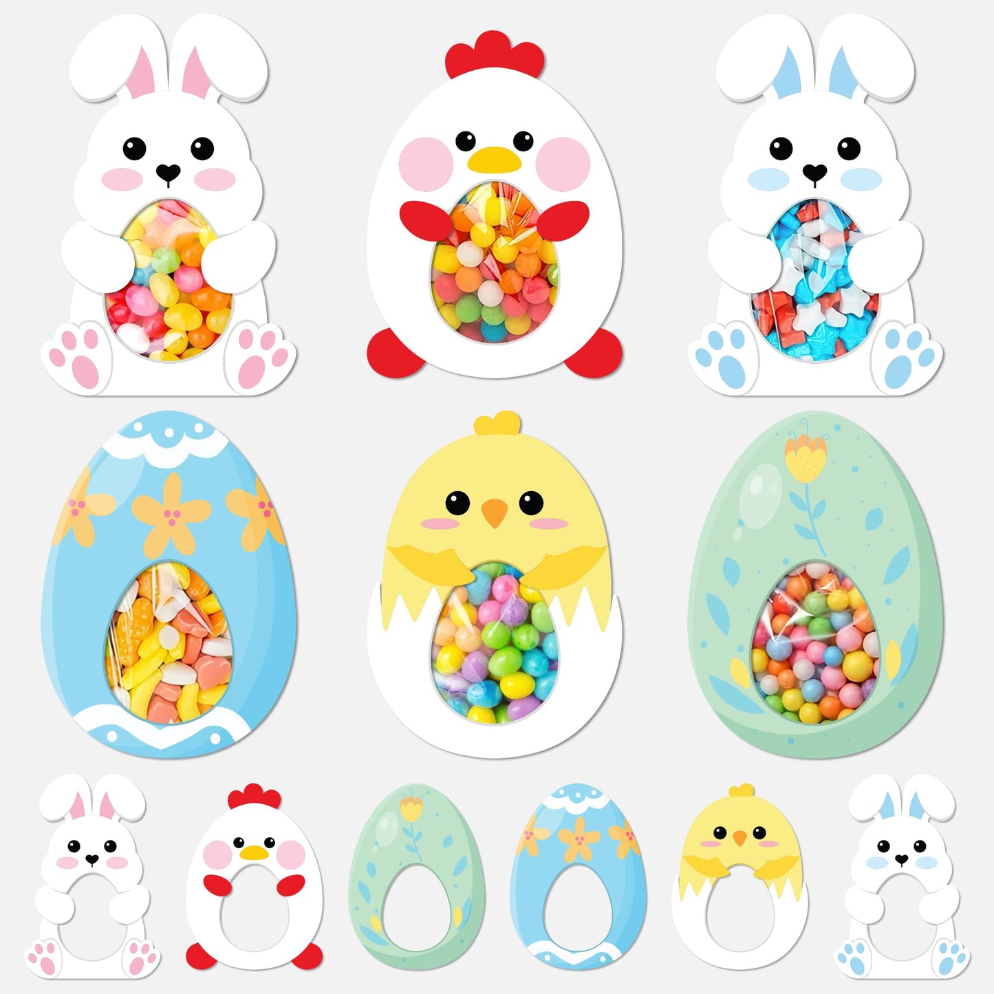 24 Pack Easter Candy Cards For Kids  Bunnies Eggs Chick Easter Card Candy Holder  Diy Fillable Easter Gifts For Classroom Favors  Greeting Cards Gifts For School Party Favors