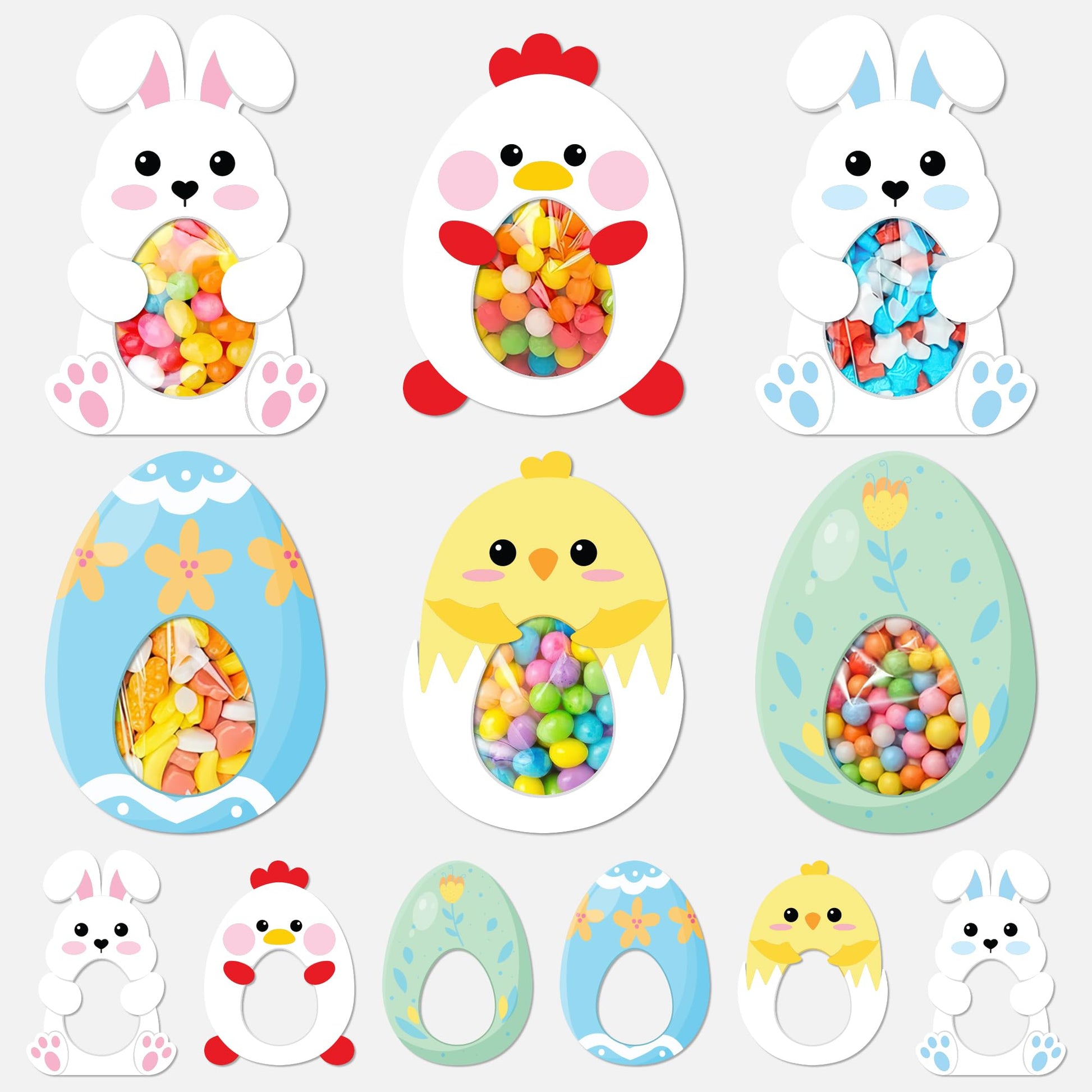 24 Pack Easter Candy Cards For Kids  Bunnies Eggs Chick Easter Card Candy Holder  Diy Fillable Easter Gifts For Classroom Favors  Greeting Cards Gifts For School Party Favors