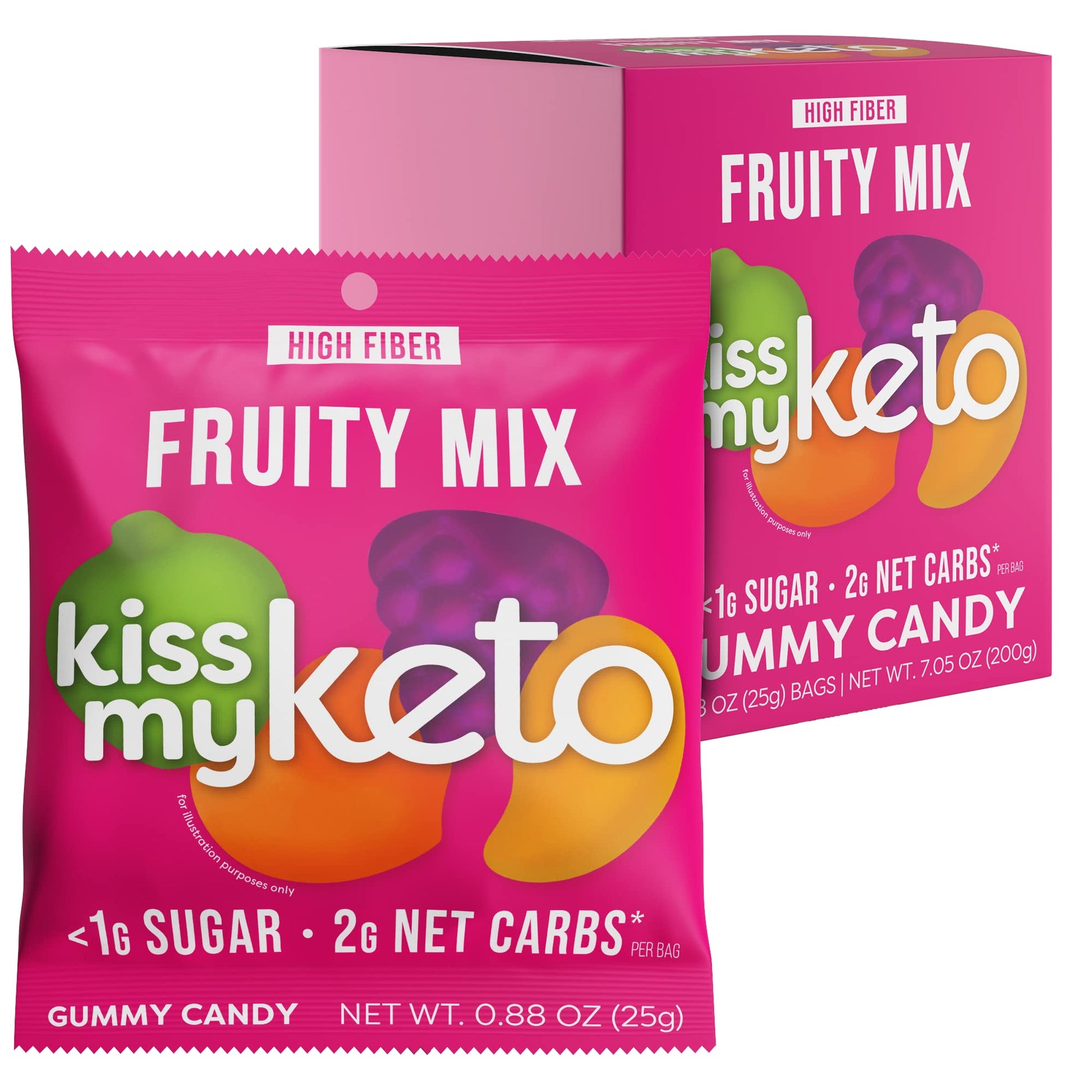 Kiss My Keto Gummies Candy - Low Carb Candy Fruity Mix Keto Snack Pack - Healthy Candy Gummys - Vegan Candy Keto Gummy Candy - K