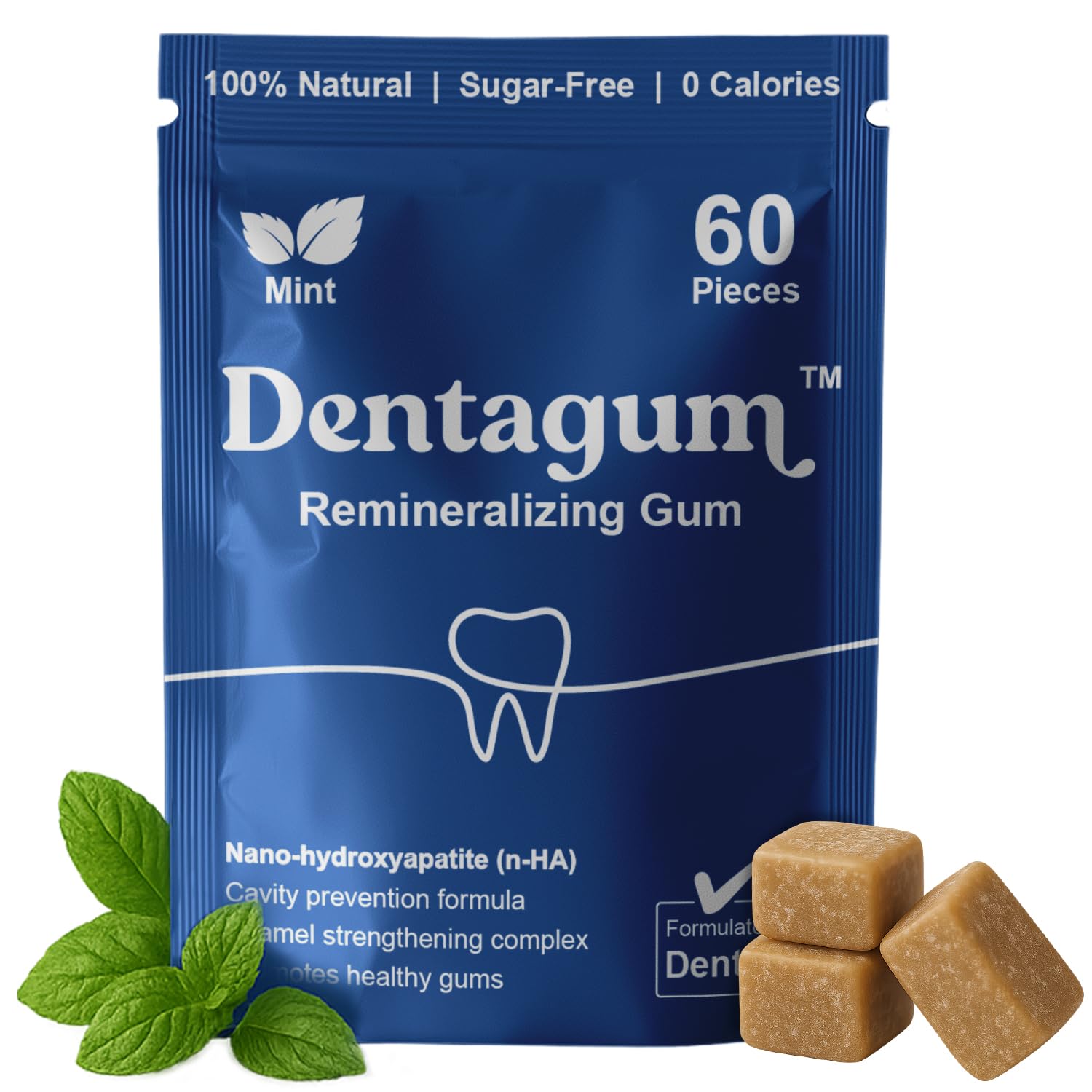 Dentagum Remineralizing Gum With Nano-Hydroxyapatite & Xylitol - Sugarfree Chewing Gum For Enamel Repair, Cavity Protection & Re