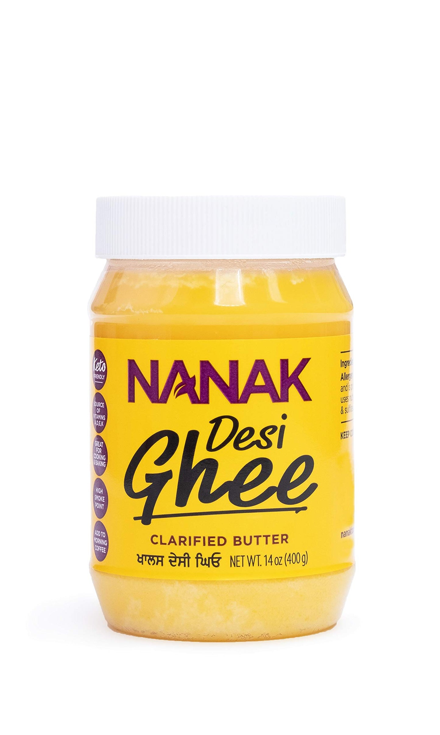 Nanak Desi Ghee Clarified Butter - Premium Quality, Keto Friendly, Lactose-Free, 14 oz