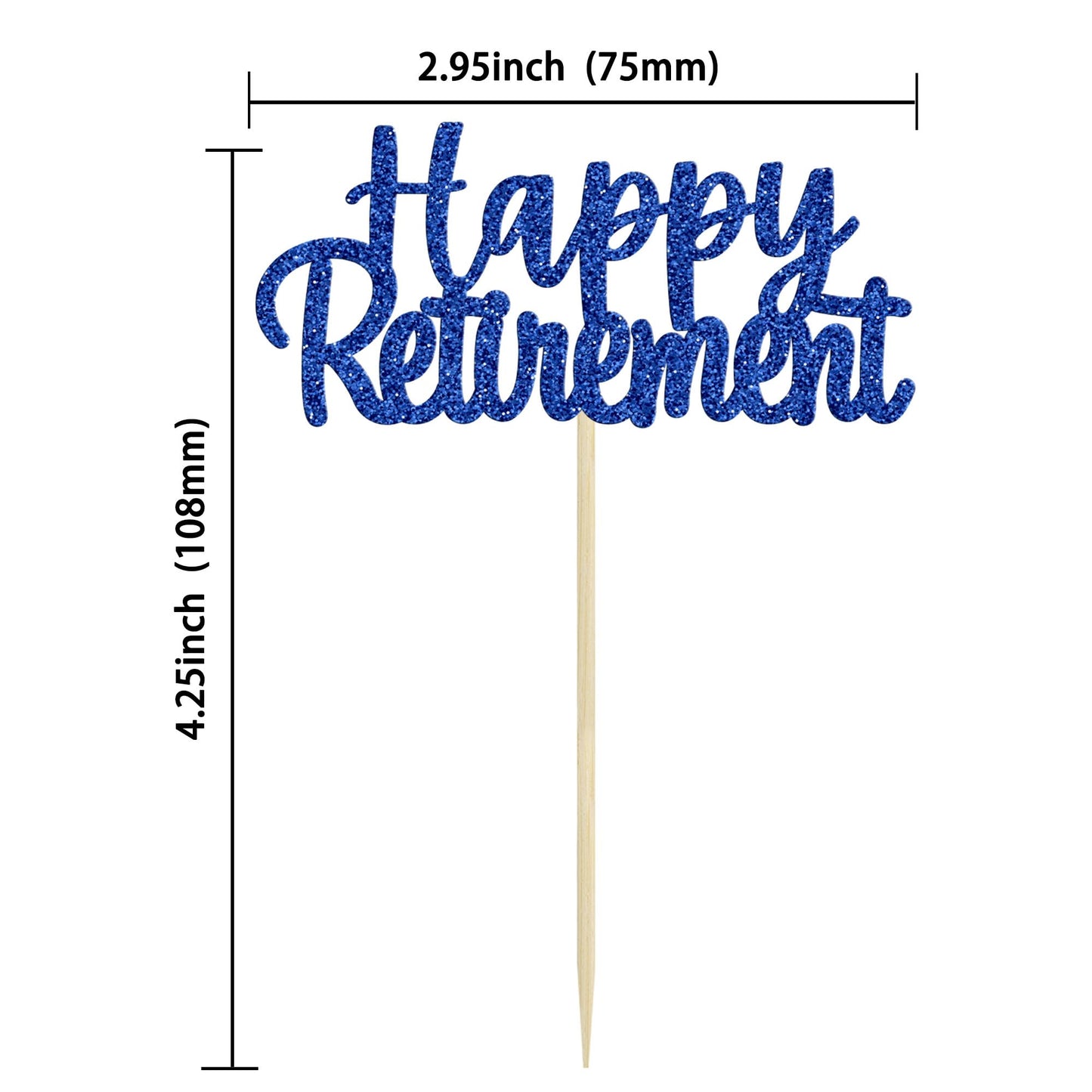 Gyufise 36 Pack Happy Retirement Cupcake Toppers Blue Glitter Retired Cupcake Picks Decorations For Retirement Theme Birthday Pa