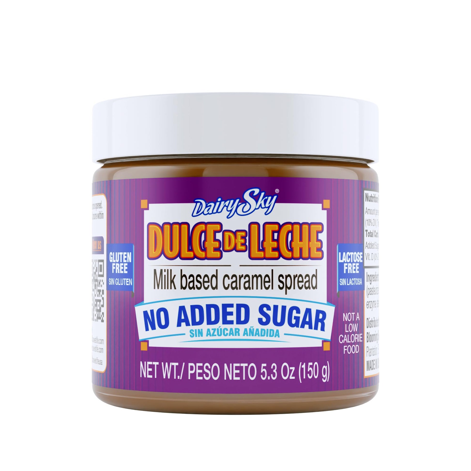 Dairysky Dulce De Leche Sin Azucar Aadida - 5.3 Oz | Gluten & Lactose Free, Milk Based Caramel Spread Caramel Dips And Spreads F