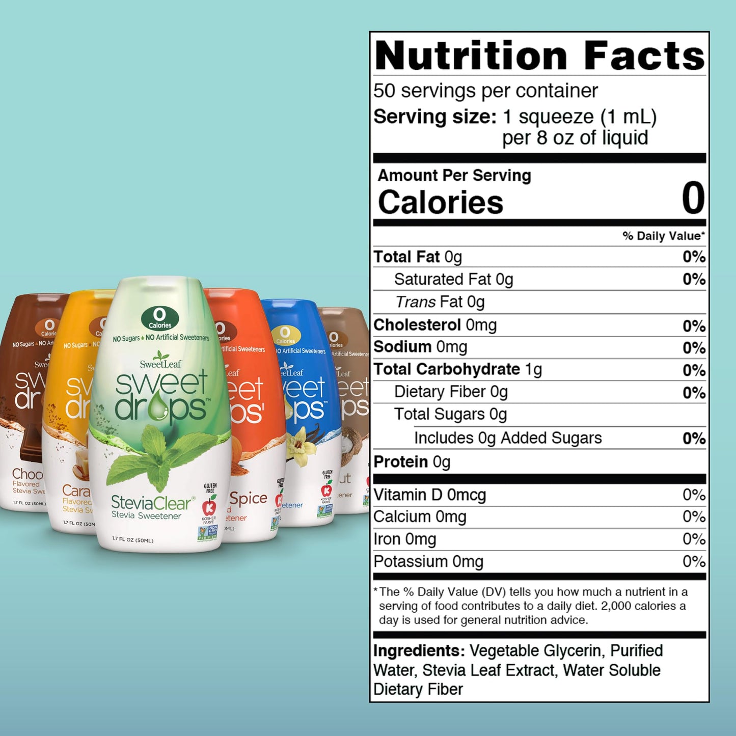 SweetLeaf Sweet Drops Variety Pack, 6 Flavors - 10 Fl Oz (Pack of 6), Clear
