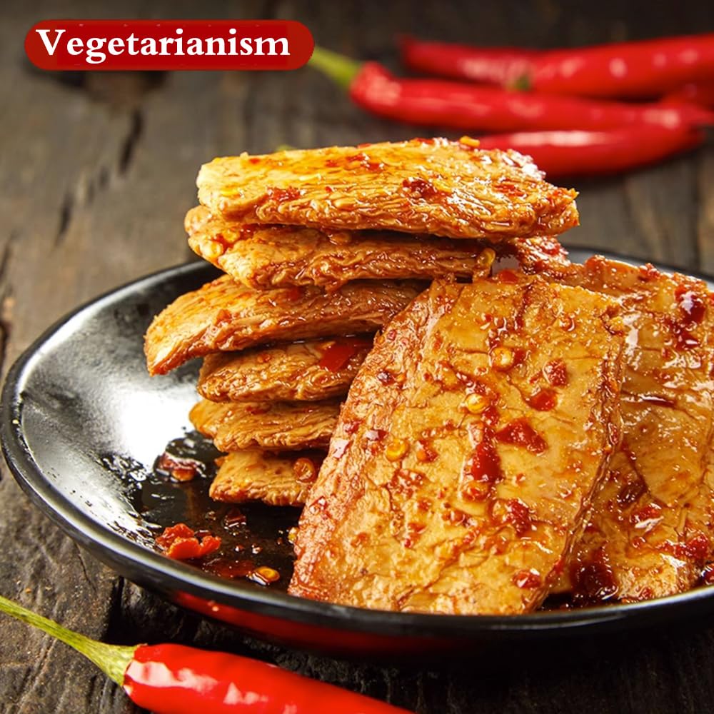Phuumy Vegetarian Chilli Fries - 7.76oz Latiao Spicy Strip Snack, Tofu Skin Chips Variety Pack, Savory Veggie