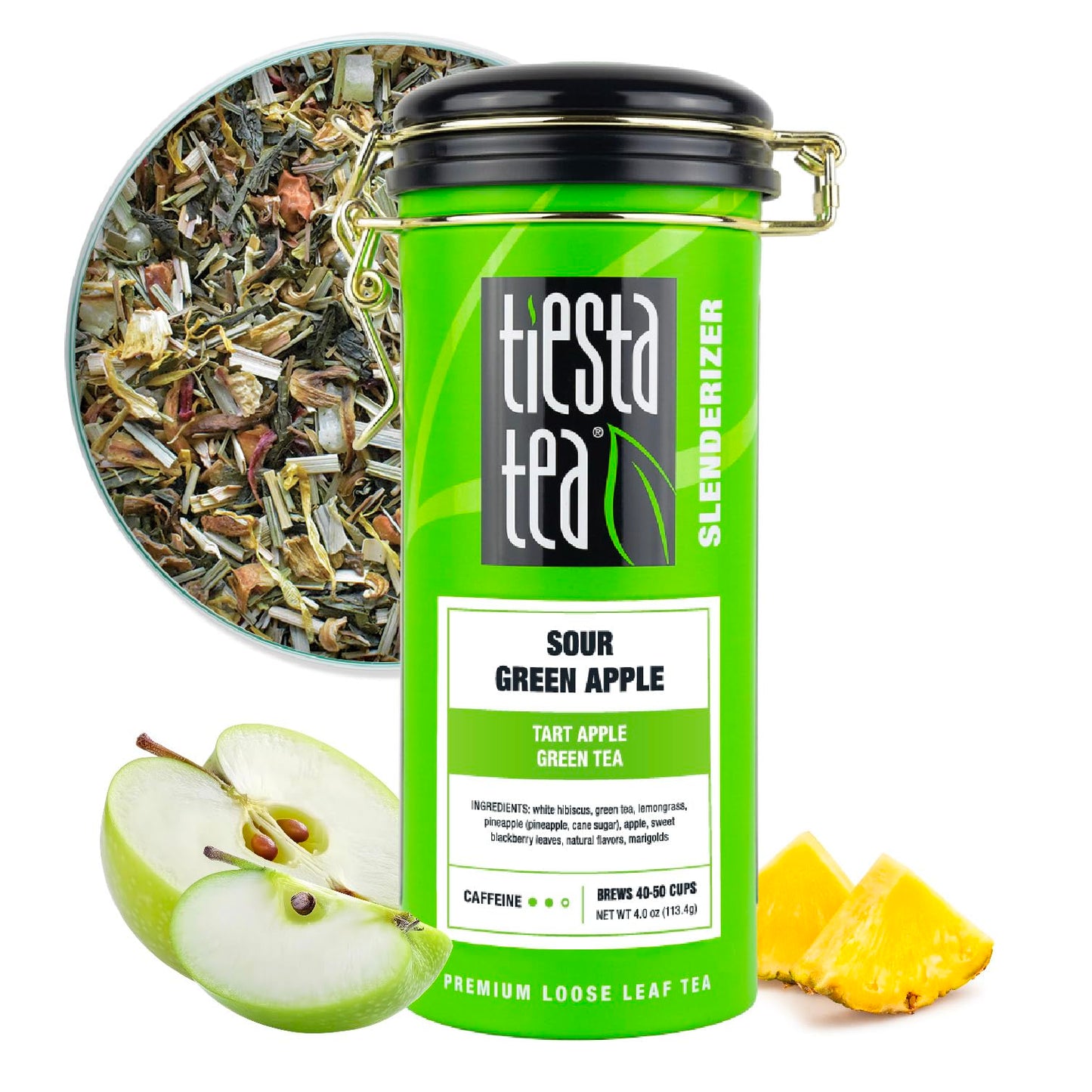 Tiesta Tea Sour Green Apple Loose Leaf Tea Blend - Medium Caffeinated - 4 oz Refillable Tin - Makes Hot or Iced Tea Up to 50 Cups