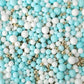 Edible Blue & White & Gold Sugar Pearls Sprinkles Candy Mix Size Pearls Cake Decorations Cupcake Toppers Decorating Perfect For