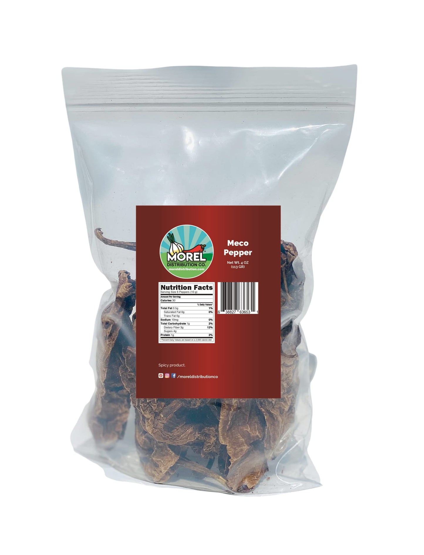 Morel Distribution Company Dried Chile Chipotle Meco Pepper - 4 Oz, Natural Flavor, Versatile Ingredient for Cooking