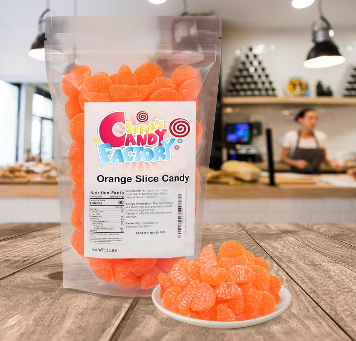 Sarahs Candy Factory Orange Slices Gummy Candy, No Preservatives, Resealable Bag, 3 Lbs