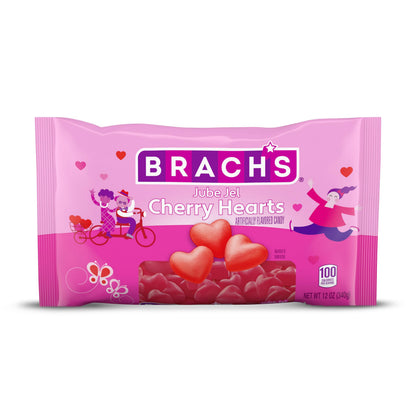 Brachs Jube Jel Cherry Hearts, Valentines Day Candy, Classic Cherry Flavored Heart Candy for Valentines Day, Heart Shaped Red 